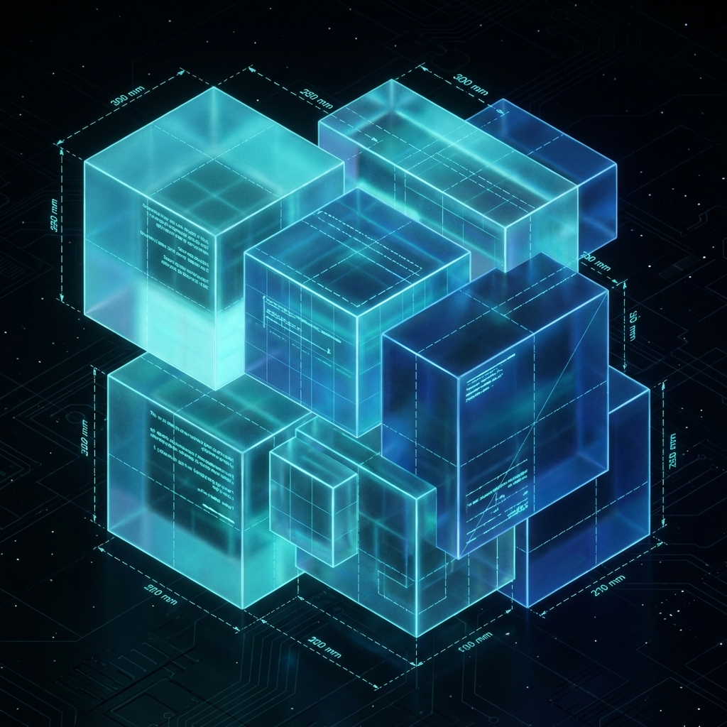 Abstract 3D geometric blueprint structure